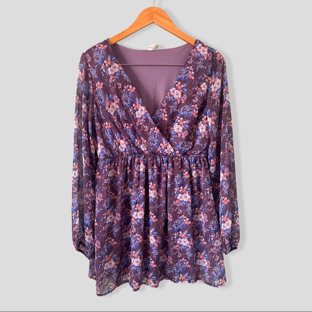 PinkBlush Short Purple Flower Dress